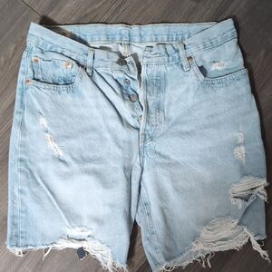 Levi's Light Blue Distressed Jean Shorts